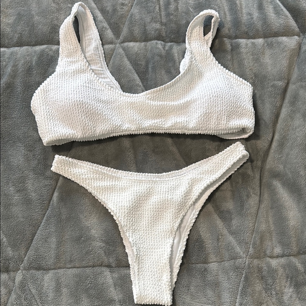 White Textured Bikini Set